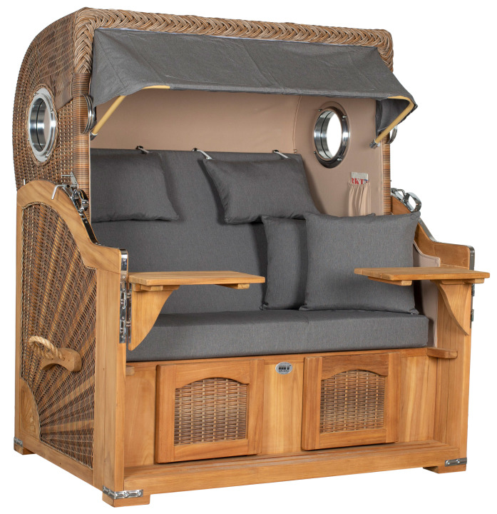 Strandkorb Rantum Grande Bullauge Teak P...